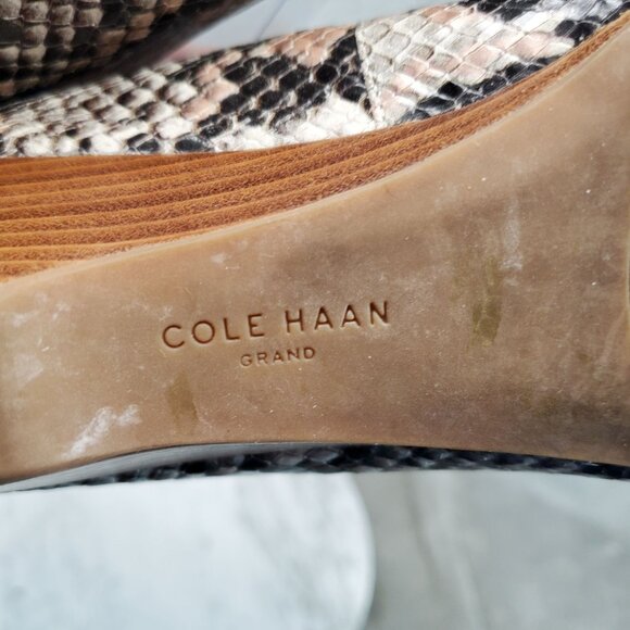 Cole Haan Shoes Womens Size 9 Snakeskin Leather Manmade Peep Toe Wedge - Picture 8 of 11
